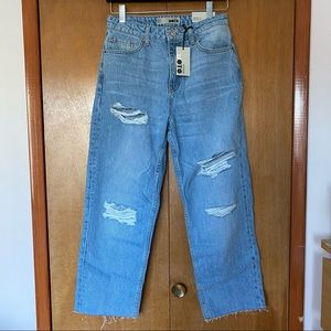 Topshop Distressed Straight Crop Jeans